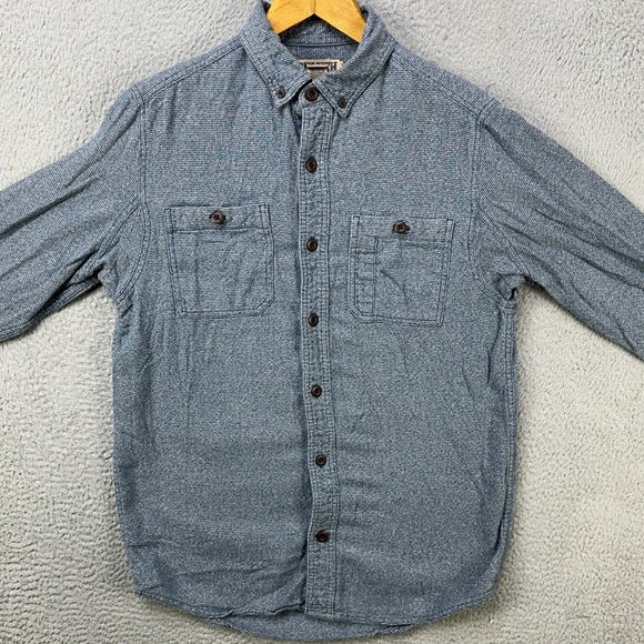 Duluth Trading Co. Shirt Flannel Mens Medium Blue Button Down Long Sleeve Pocket